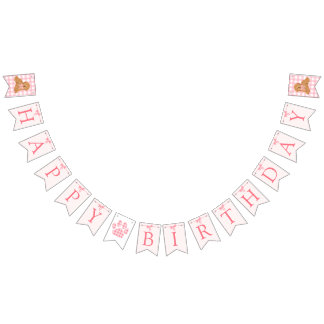 Banderas de Cumpleaños de Golden Doodle con Lazo R