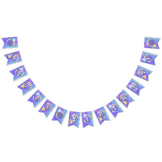 Banderas de Cumpleaños de Unicornio Azul