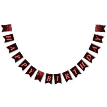 Banderas de Cumpleaños Feliz de Confeti Rojo Negro