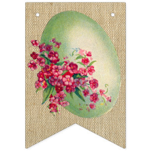 Banderas de guirnalda de Pascua de arpillera rústi