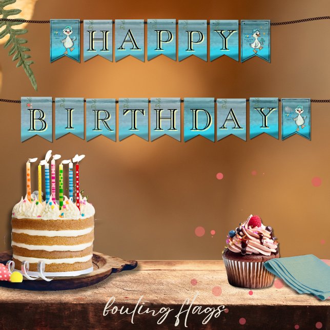 Banderas de la fiesta de cumpleaños de Blue Silly  (Custom Blue Silly Goose Birthday Party Flags)