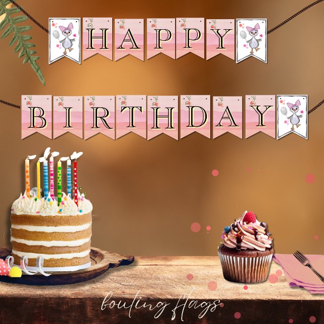 Banderas de la fiesta de cumpleaños "Pink Silly Go (Custom Pink Silly Goose Birthday Party Flags)