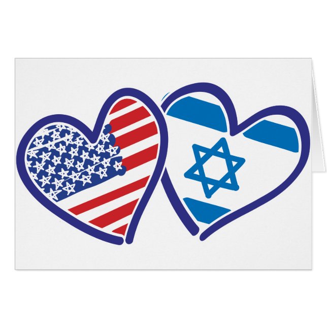 Banderas del corazón de Estados Unidos Israel (Anverso (Horizontal))