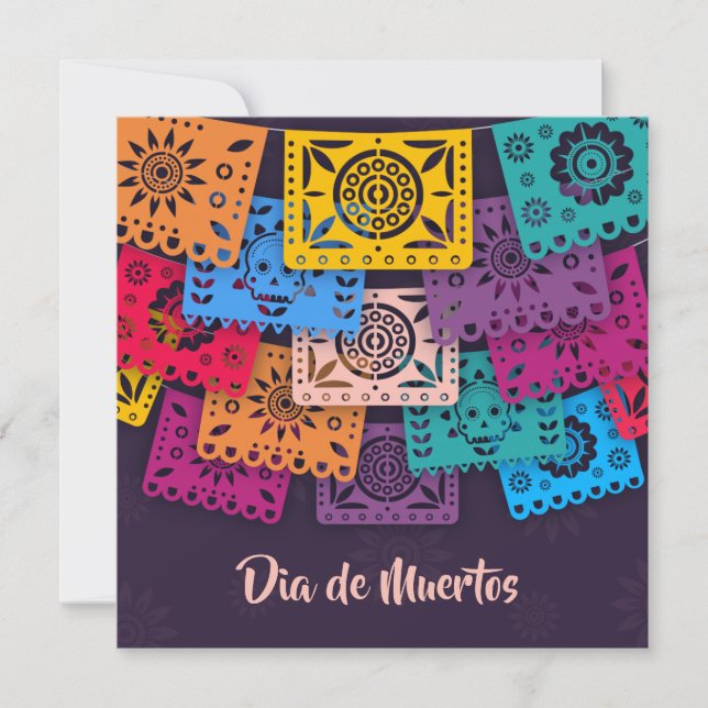 Banderas del Día de Muertos| Invitación de fiesta (Anverso)