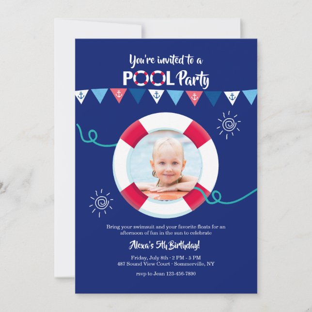 Banderas náuticas con invitación de foto de un con (Anverso)