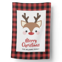 Búfalo de reno lindo chequeo navidad de moro rojo