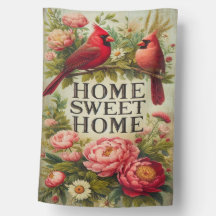 Cardenal Rojo Vintage Hogar Dulce Hogar