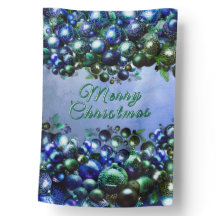 Festive Blue and Green Christmas Decor Flag