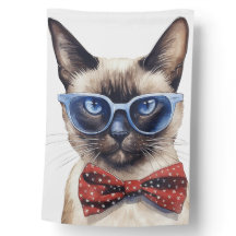 GATO DE SIAMÉS PATRIOTA BLANCO AZUL Y ROJO CON VID