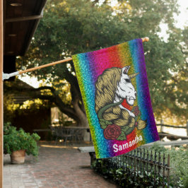 Banderas Para Casa Guerrero arcoiris unicornio Fiesta