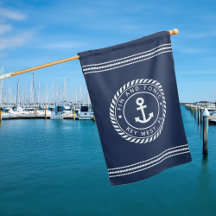 Nautical Naval & White Anchor Personalizado Nombre