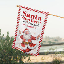 Santa Stop Aquí Navidades de la franja blanca roja