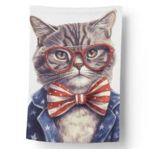 TABBY CUTE PATRIOTA ROJO BLANCO AZUL GATO