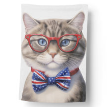 TABBY CUTE PATRIOTA ROJO BLANCO AZUL GATO