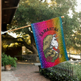 Banderas Para Casa Warrior Unicorn Fiesta