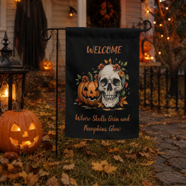 Banderas Para Jardín Calavera y calabaza de Halloween