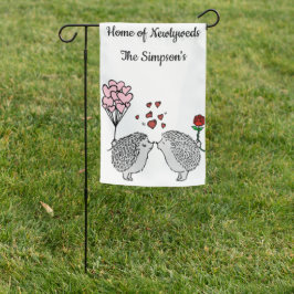 Banderas Para Jardín Hedgehogs recién casados