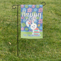 Personalizado Feliz Pascua Bunny Patrón Floral Ret