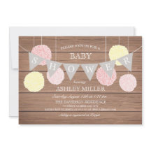 Banderas rosas y flacas - Invitación de Baby Showe