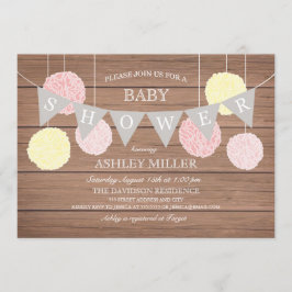 Banderas rosas y flacas - Invitación de Baby Showe