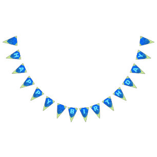 Banderas verdes y azules del empavesado del feliz