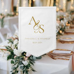 Banderín Elegante, clásico, monograma, blanco, Boda<br><div class="desc">Elegante,  clásico,  monograma,  blanco,  Boda Pennant con sus nombres y fecha.</div>