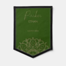 Elegante diseño verde y dorado Mandala