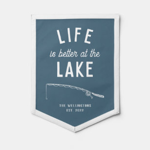 Banderín La vida personalizada es mejor en el Lago Azul