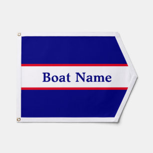 Banderín Nombre simple del barco blanco y azul rojo
