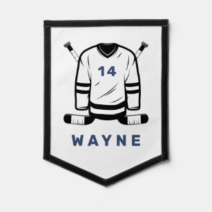 Banderín WAYNE Hockey Jersey Número Editable Decoración Dep