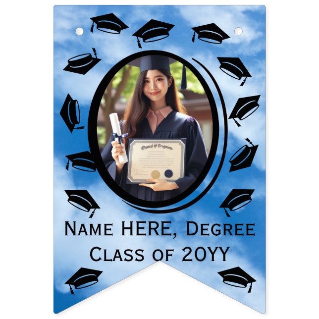 Banderines 16 fotos de la capa de graduación arrojada al aire (Primera bandera)