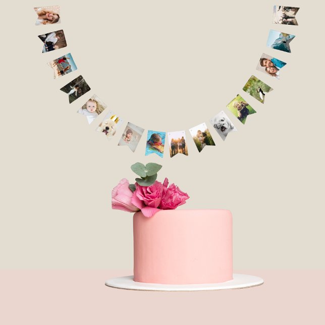 Banderines 16 fotos propias de paquetes familiares personaliz (elegant modern photo bunting for a birthday party)
