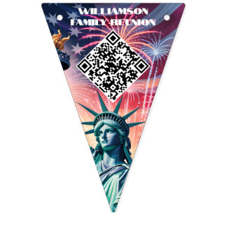 Banderines 1776–2026 QR Bunting • Edit Text & Link in Minutes