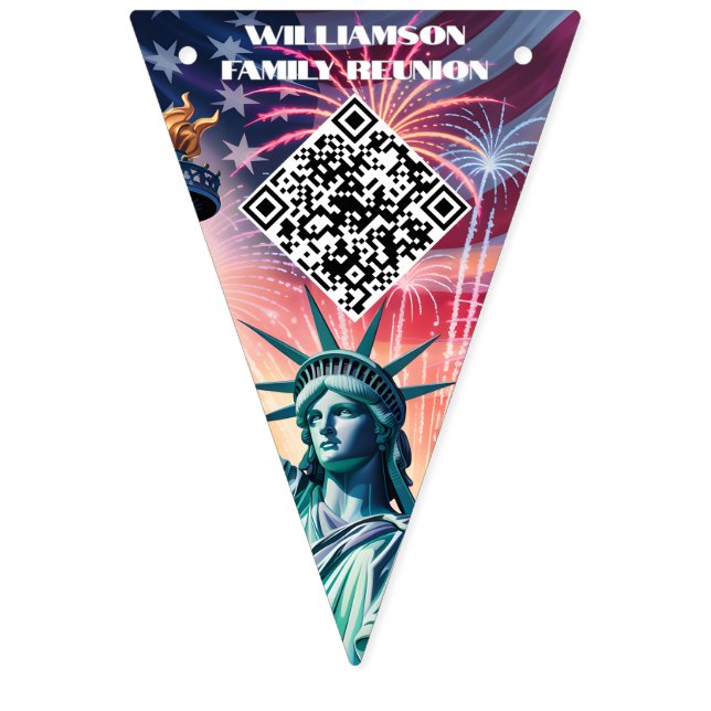 Banderines 1776–2026 QR Bunting • Edit Text & Link in Minutes (Novena bandera)