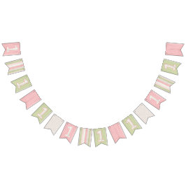 Banderines 1.ª Madera Floral Rústica Verde y Rosa