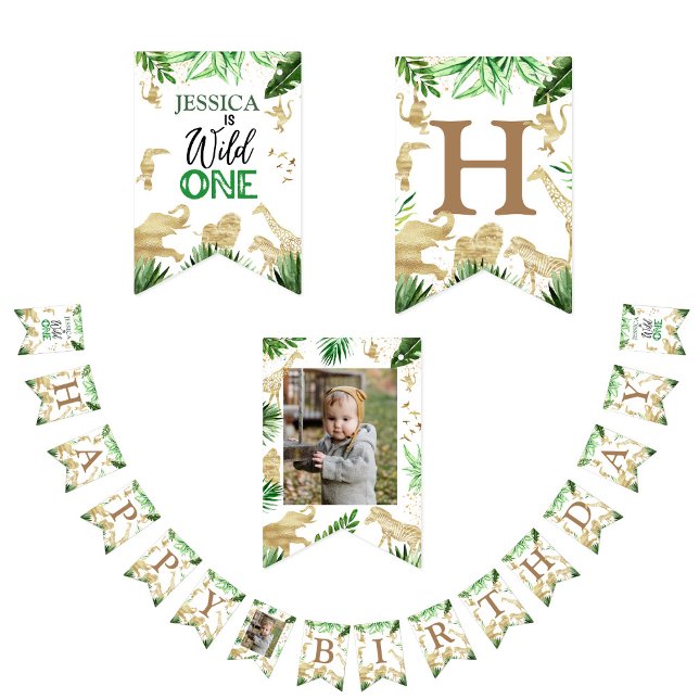 Banderines 1.ᵉʳ Chica Safari foto de cumpleaños salvaje (Subido por el creador)