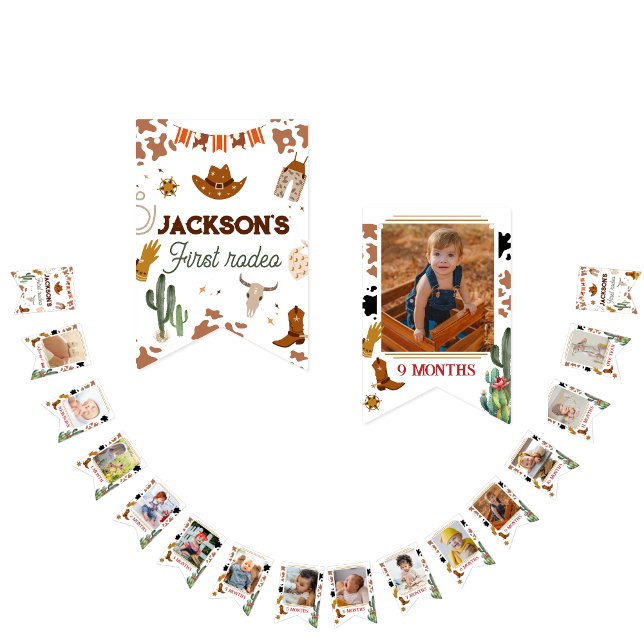 Banderines 1.ᵉʳ cumpleaños 12 meses hito primer rodeo (Subido por el creador)