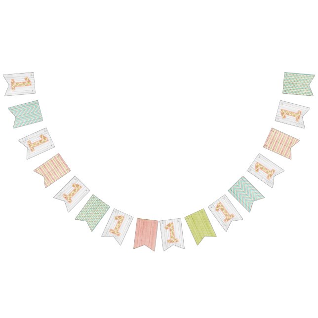 Banderines 1.ᵉʳ cumpleaños de Shabby Chic Rosas Floral de mad (Todo)