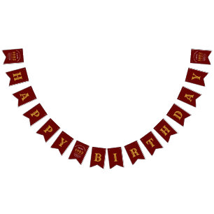 Banderines 40.º cumpleaños 1982 Moda Red Gold Name