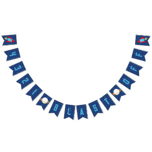 Banderines 4 3 2 1 Banner Blast Off Space (Texto azul)