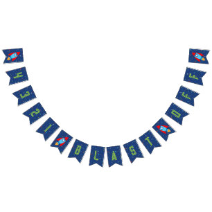 Banderines 4 3 2 1 Banner Blast Off Space (Texto verde)