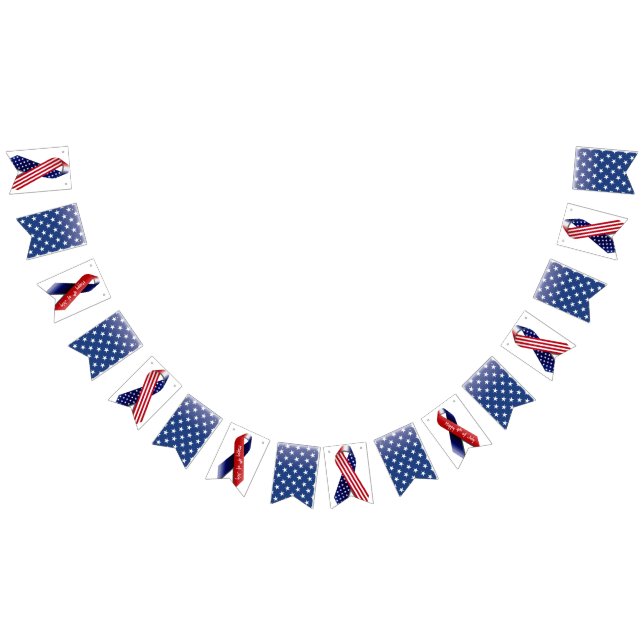 Banderines 4 de julio, Blue with White Stars Bunting (Todo)