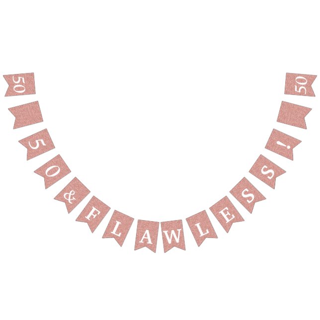 Banderines 50 Cumpleaños Blanco Dorado Rosa Brillante Impecab (Todo)