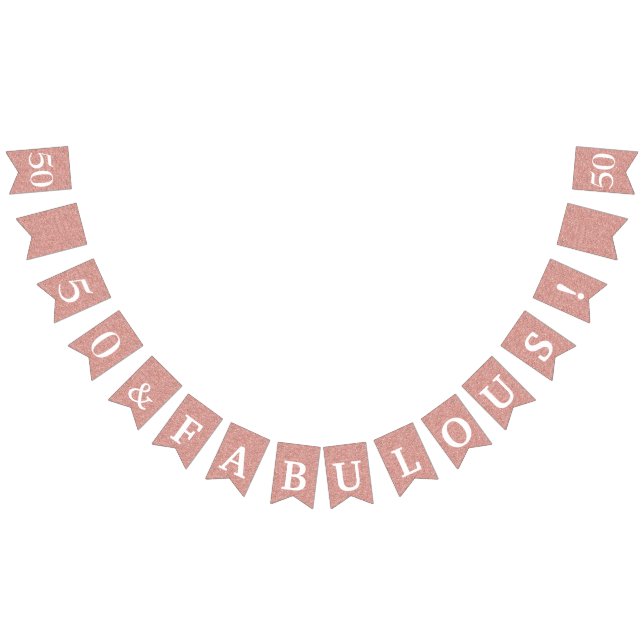 Banderines 50 Y Fabuloso Rosa Purpurinoso Dorado Cumpleaños B (Todo)