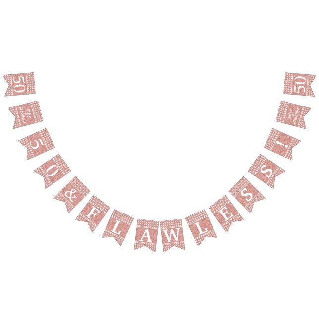 Banderines 50 y perfecta Rosa Dorado Brillo Blanco Cumpleaños (Todo)