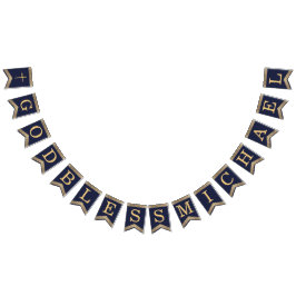 Banderines 7 letras oro azul Dios bendiga la comunión del bau