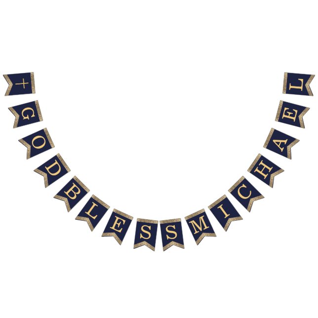 Banderines 7 letras oro azul Dios bendiga la comunión del bau (Todo)