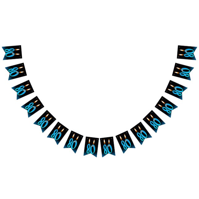 Banderines 80.º cumpleaños con velas de ojos (Todo)