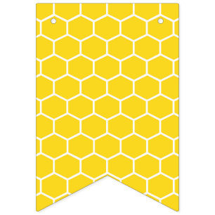 Banderines Abeja Rey Panal Geométrico Líneas Blancas Amarilla