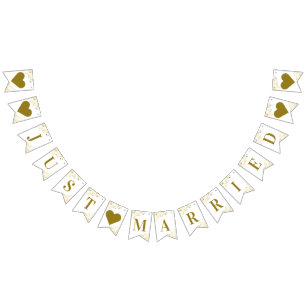 Banderines Aburridas de oro en recién casados blancos